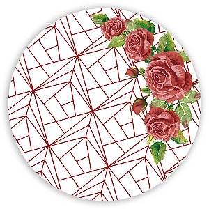 Painel Redondo - Floral Geometrico - Sublimado 3D