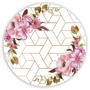 Painel Redondo - Floral Geometrico - Sublimado 3D