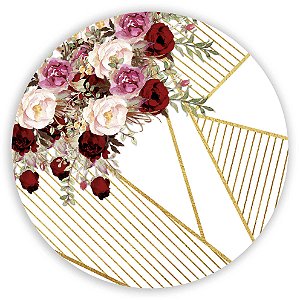 Painel Redondo - Floral Geometrico - Sublimado 3D