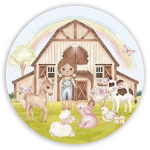 Painel Redondo - Fazendinha Menina - Sublimado 3D