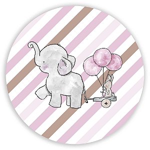 Mini Painel - Elefante Cute Rosa - Sublimado 3D