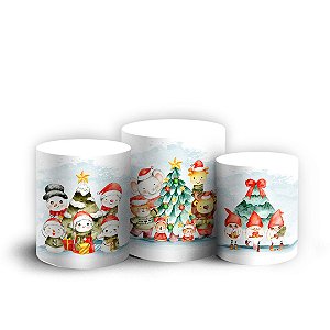Trio Cilindro -  Natal Ano Novo - Sublimado 3D + Elástico