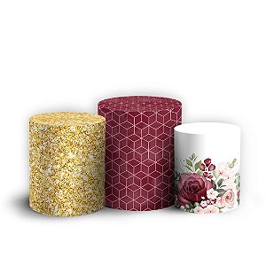 Trio Cilindro - Floral 43 - Sublimado 3D + Elástico