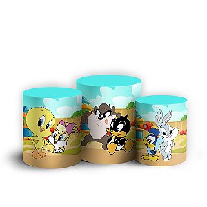 Trio Cilindro - Looney Tunes - Sublimado 3D + Elástico