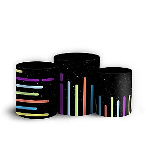 Trio Cilindro -  Abstrato - Sublimado 3D + Elástico