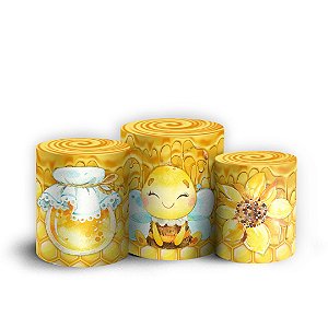 Trio Cilindro -  Abelhinha Cute - Sublimado 3D + Elástico