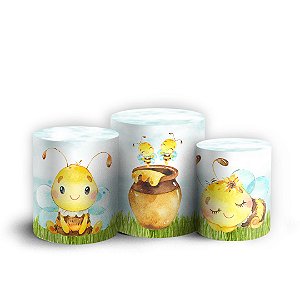 Trio Cilindro -  Abelhinha Cute - Sublimado 3D + Elástico