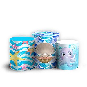 Trio Cilindro - Sereia - Sublimado 3D + Elástico