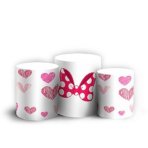 Trio Cilindro - Minnie Rosa - Sublimado 3D + Elástico