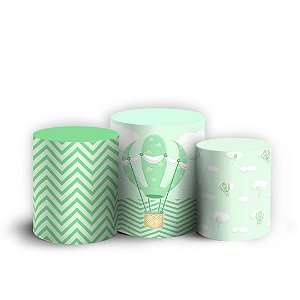 Trio Cilindro -  Ursinho Baloeiro Verde - Sublimado 3D + Elástico