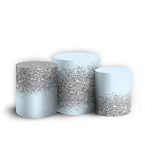 Trio Cilindro - Glitter Azul - Sublimado 3D + Elástico