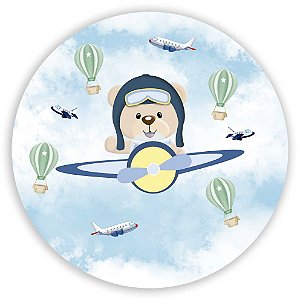 Painel Redondo - Ursinho Aviao - Sublimado 3D