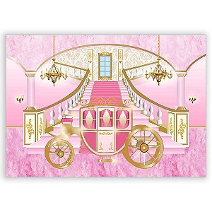 Painel Retangular - Escadaria Castelo Carroagem Rosa - Sublimado 3D