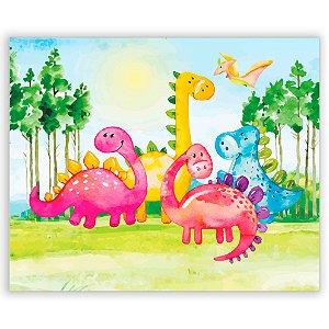 Painel Retangular - Dinossauro Cute Aquarela - Sublimado 3D
