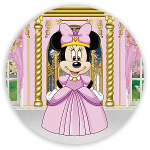 Painel Redondo - Minnie Realeza Rosa - Sublimado 3D