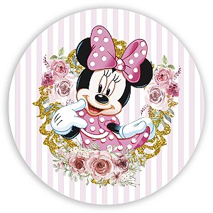 Painel Redondo - Minnie Rosa - Sublimado 3D