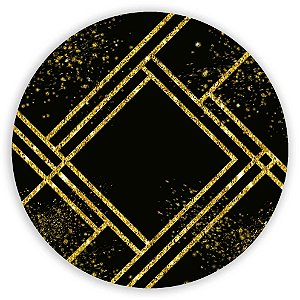 Painel Redondo - Mármore Glitter Preto - Sublimado 3D
