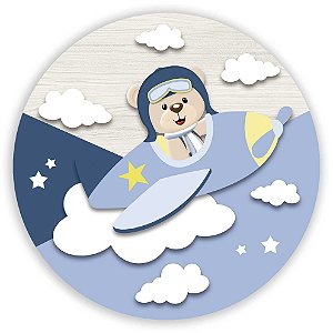Painel Redondo - Ursinho Aviador - Sublimado 3D