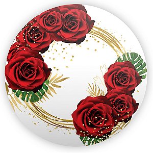 Painel Redondo - Floral Vermelho - Sublimado 3D