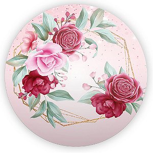 Painel Redondo - Floral Rosa - Sublimado 3D