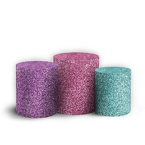 Trio Cilindro - Ariel Glitter - Sublimado 3D + Elástico
