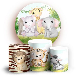 KIT Redondo e Trio - Safari Aquarela - Sublimado 3D