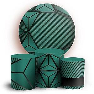 KIT Redondo e Trio - Abstrato Verde - Sublimado 3D