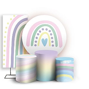KIT Redondo Trio e Faixa - Arco Íris - Sublimado 3D
