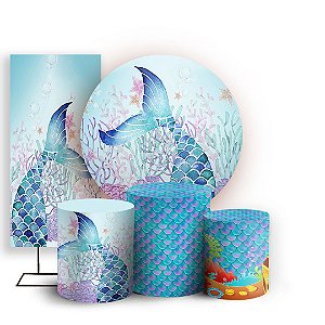 KIT Redondo Trio e Faixa - Calda de Sereia - Sublimado 3D