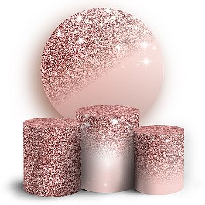 KIT Redondo e Trio - Gliitter Rose Borboleta - Sublimado 3D