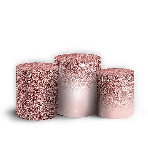 Trio Cilindro - Glitter Rose Borboleta - Sublimado 3D + Elástico