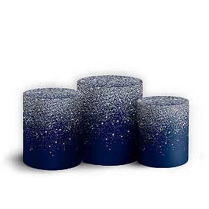 Trio Cilindro - Glitter Azul - Sublimado 3D + Elástico