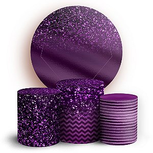 KIT Redondo e Trio - Glitter Roxo - Sublimado 3D