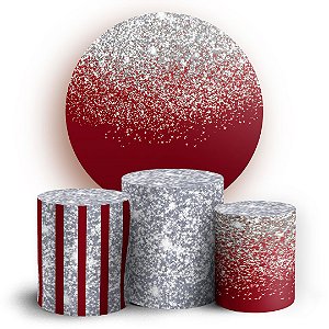 KIT Redondo e Trio - Glitter Vermelho - Sublimado 3D