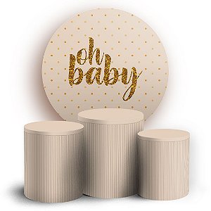 KIT Redondo e Trio - Oh Baby Bege - Sublimado 3D