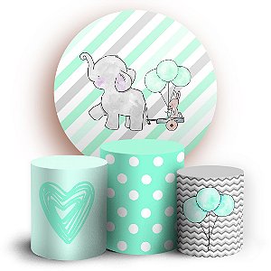 KIT Redondo e Trio - Elefantinho Verde - Sublimado 3D