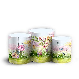 Trio Cilindro - Pássaros Cute - Sublimado 3D + Elástico