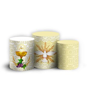 Trio Cilindro - Primeira Comunhão - Sublimado 3D + Elástico