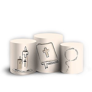 Trio Cilindro - Primeira Comunhão - Sublimado 3D + Elástico