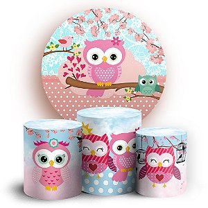 KIT Redondo e Trio - Passaros Cute - Sublimado 3D