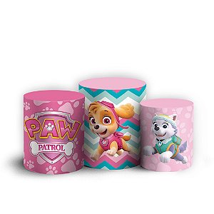 Trio Cilindro - Patrulha Canina Rosa - Sublimado 3D + Elástico