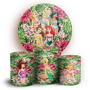 KIT Redondo e Trio - Princesas da Disney Tropical - Sublimado 3D