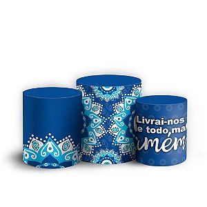 Trio Cilindro - Olho Grego Mandala - Sublimado 3D + Elástico