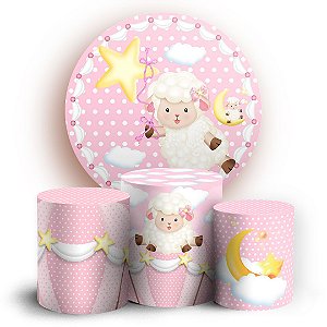 KIT Redondo e Trio - Ovelhinha Rosa - Sublimado 3D