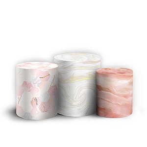 Trio Cilindro - Mármore - Sublimado 3D + Elástico