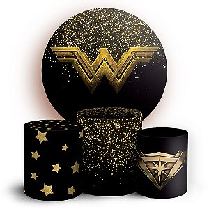 KIT Redondo e Trio - Mulher Maravilha Glitter - Sublimado 3D