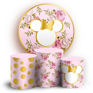 KIT Redondo e Trio - Minnie Floral - Sublimado 3D