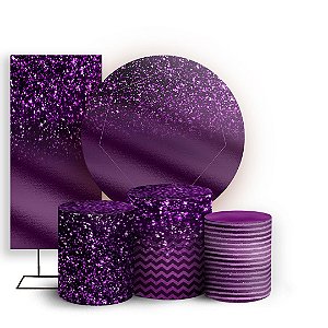 KIT Redondo Trio e Faixa - Glitter Roxo - Sublimado 3D