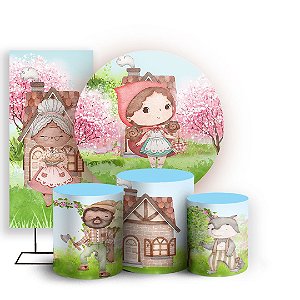 KIT Redondo Trio e Faixa - Chapeuzinho Vermelho - Sublimado 3D