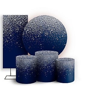 KIT Redondo Trio e Faixa - Glitter Azul - Sublimado 3D